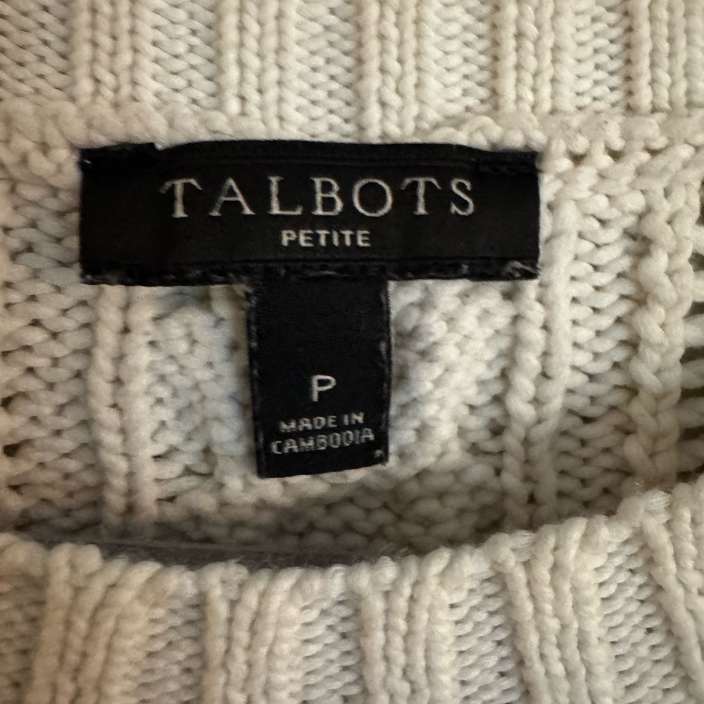 Talbots Women's Ivory Cable Knit Sweater - Picture 3 of 4